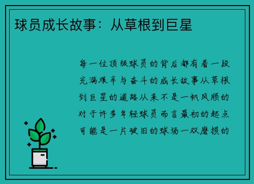 球员成长故事：从草根到巨星